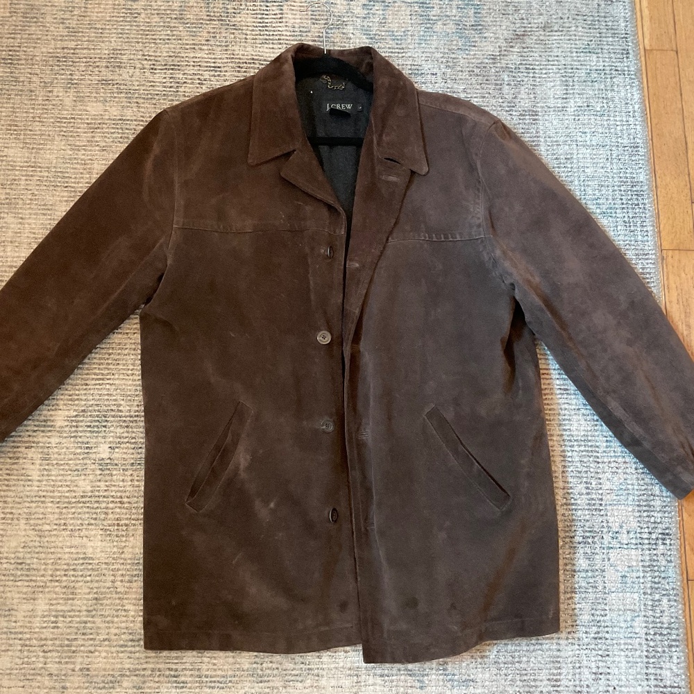J.Crew Suede Brown Leather with Wool Lining Jacket Size Large